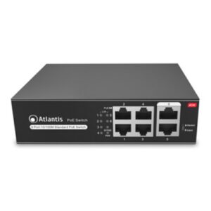 ATLANTIS SWITCH PoE A02-F6P4-65W 6 Porte 10/100Mbps di cui 4 PoE sino a 60W (65W tot) include KIT Montaggio a Muro (Wall Mount)