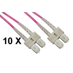 CAVO FIBRA OTTICA SC A SC MULTIMODE DUPLEX OM4 50/125 MT.1 CONF.10PZ - LKSCSC4501E