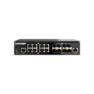 QNAP SWITCH Management 16 port of 10GbE port speed, 8 port SFP+, 8 port  10gbE RJ45, half-rackmount design QSW-M3216R-8S8T