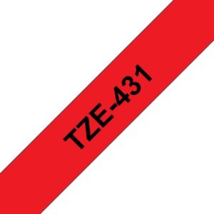 NASTRO BROTHER TZE431 Laminato da 12 mm (8 m) Nero/Rosso