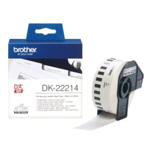 NASTRO BROTHER DK-22214 ADESIVO Nero/Bianco 12mm x 30.48m X QL-500 QL-550  QL-560VP QL-570