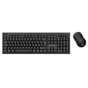 KIT ATLANTIS BASIC 300W P013-AX280G+M TASTIERA MM WIRELESS + MOUSE OTTICO WIRELESS 3 Tasti+scroll, Ricevitore nano-size USB Nero