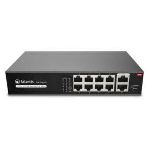 ATLANTIS SWITCH PoE A02-F10P8-120W 10 Porte 10/100Mbps di cui 8 PoE sino a 115W (120W tot) include KIT Mont. Muro (Wall Mount)