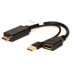 ADATTATORE LINK HDMI TO DISPLAYPORT 1.2, M/F, CON CONNETTORE USB 4K PER PC/NOTEBOOK, NERO, LKADAT202