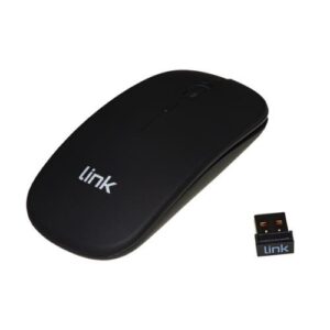 MOUSE LINK WIRELESS CON SENSORE OTTICO E RICEVITORE USB, CON BATTERIE RICARICABILI INTEGRATE DPI 1600, NERO, LKMOS34