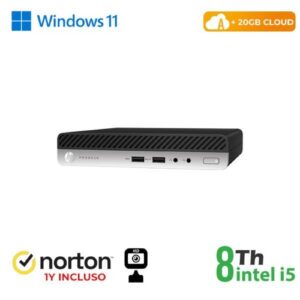 ULTRA MINI PC HP RINOVO REFURBISHED DM 400 G4 RN65522382 i5-8x00T 8GB SSD NEW 256GB W11P WEB + CLOUD 20GB + NORTON