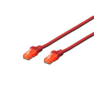 CAVO RETE DIGITUS CAT.6 UTP NON SCHERMATO LSZH ROSSO 1mt