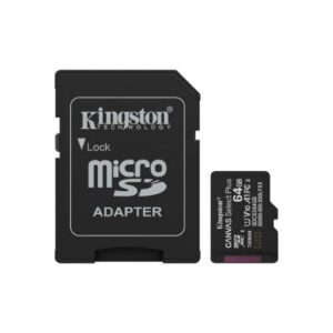 SD-MICRO KINGSTON  64GB Canvas Select Plus Classe 10, UHS-I, U1/U3, video 10/30, A1, READ 100MB/s + ADATTATORE  - SDCS3/64GB