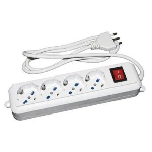 MULTIPRESA LINK 4 PRESE UNIVERSALI ITA/SCHUKO 10/16 A - SPINA 16 A CON INTERRUTTORE LKMP04