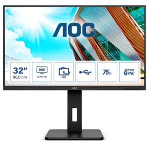 MONITOR AOC LED 31.5" Wide U32P2 VA 3840x2160 4ms 350cd/mq 3.000:1(50.000.000:1) 2x3W MM Reg.H PIVOT 2HDMI DP